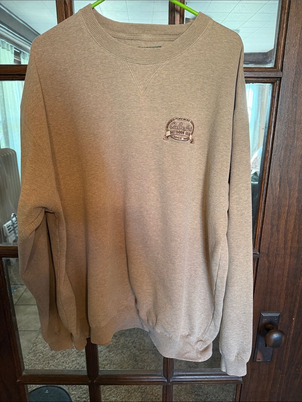 Cabelas Outdoor Gear Tan Crewneck Sweatshirt XL Tall Embroidered Logo Pullover